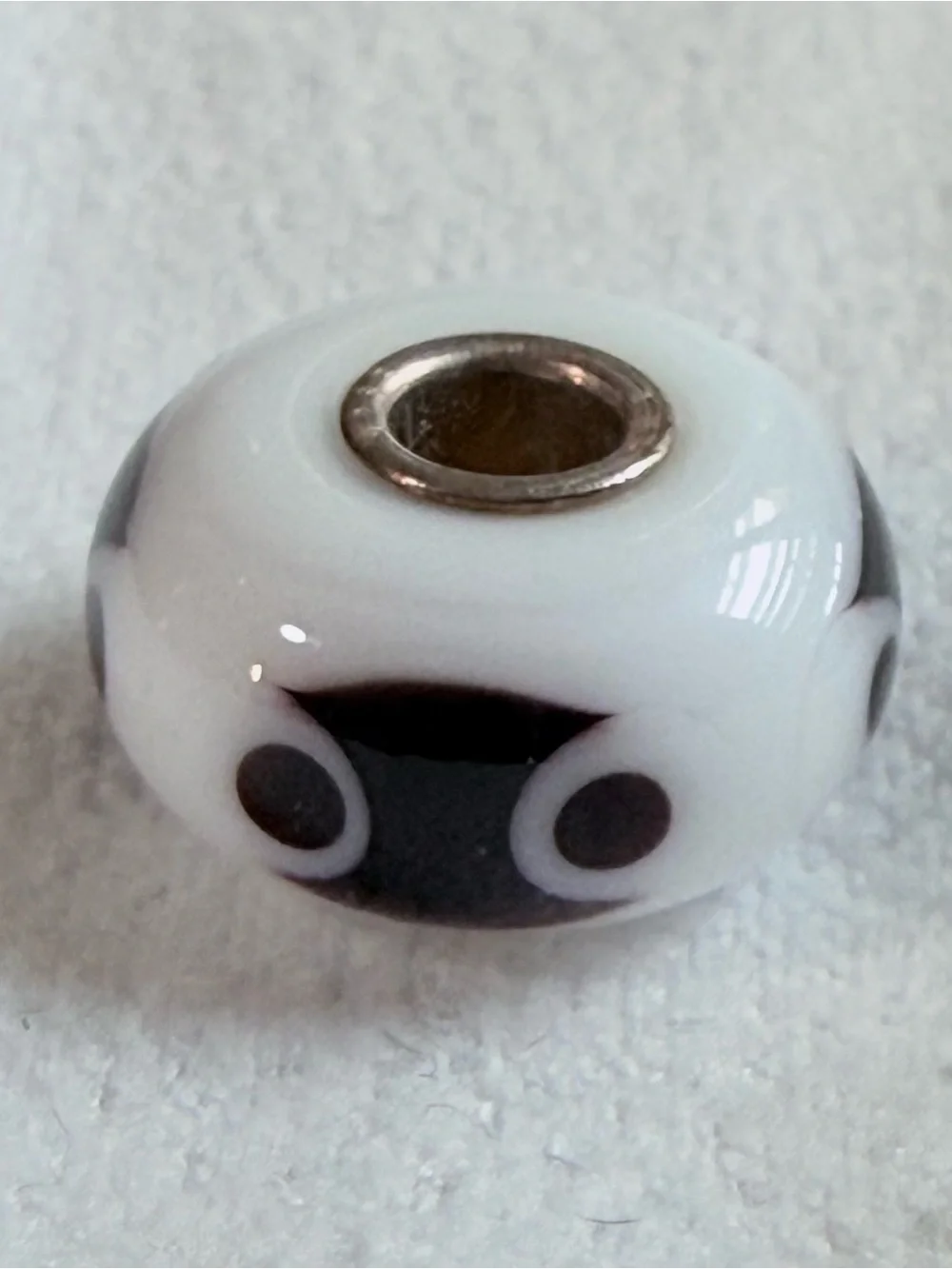 Trollbeads Green, Black, White,Blue Glass Beads Trio